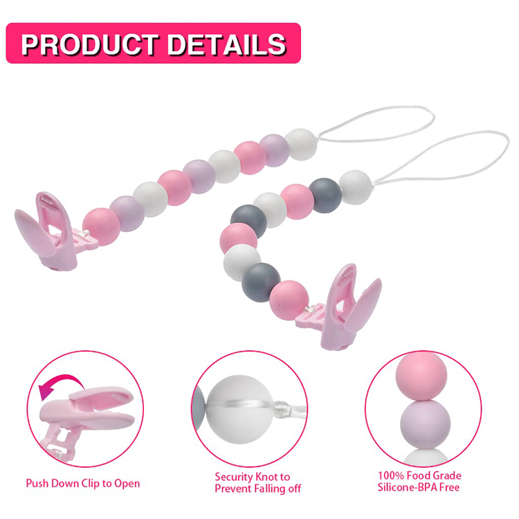 Silicone Beads Pacifier Clip